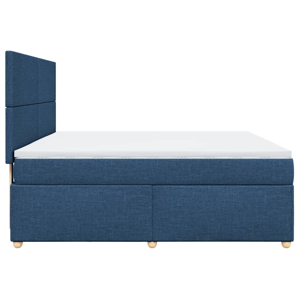 vidaXL Cama box spring con colchón tela azul 180x200 cm