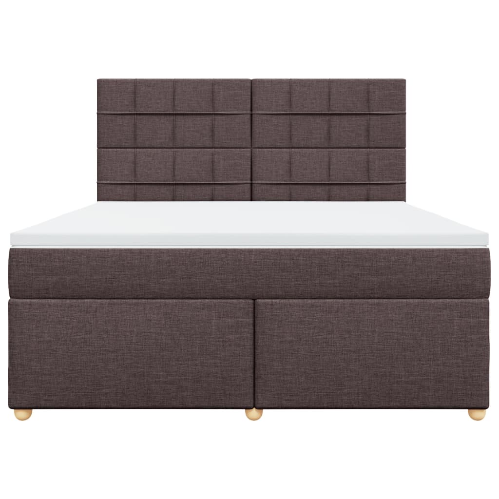 vidaXL Cama box spring con colchón tela marrón oscuro 180x200 cm