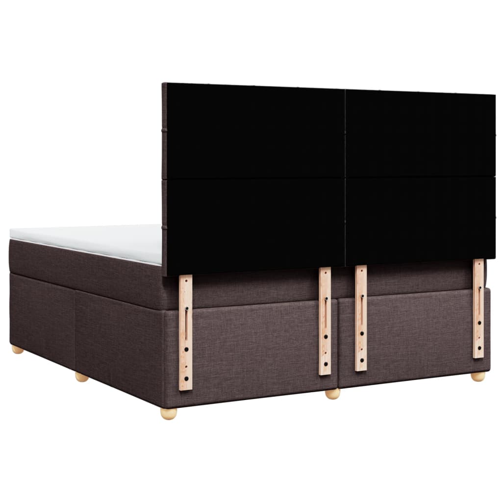 vidaXL Cama box spring con colchón tela marrón oscuro 180x200 cm