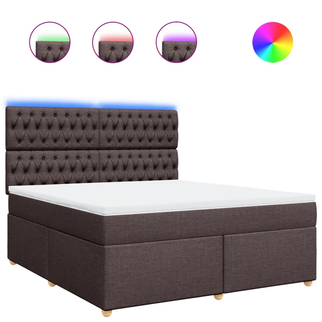 vidaXL Cama box spring con colchón tela marrón oscuro 180x200 cm