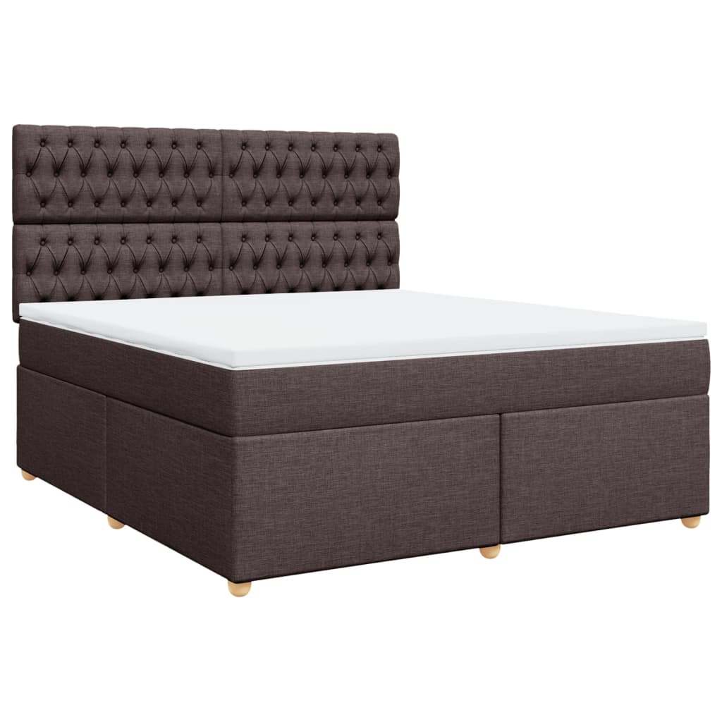 vidaXL Cama box spring con colchón tela marrón oscuro 180x200 cm