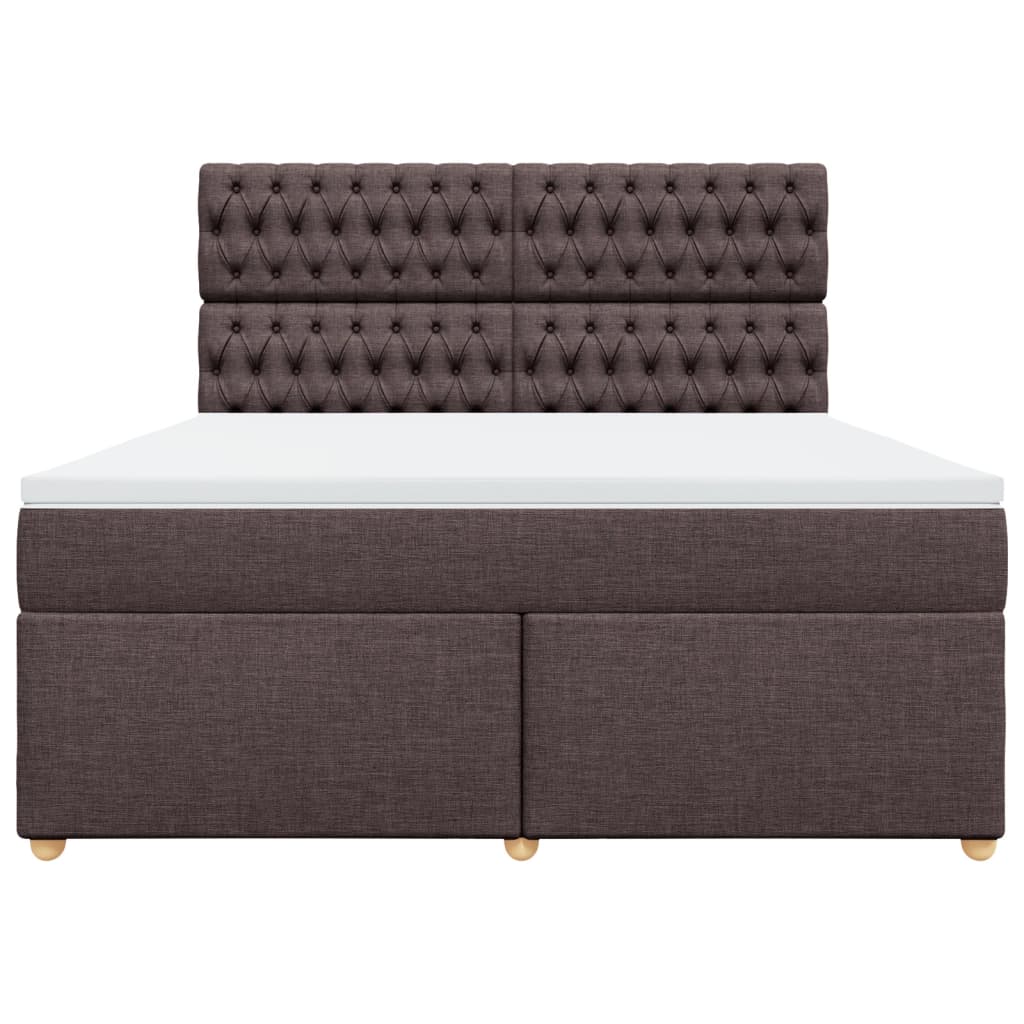 vidaXL Cama box spring con colchón tela marrón oscuro 180x200 cm