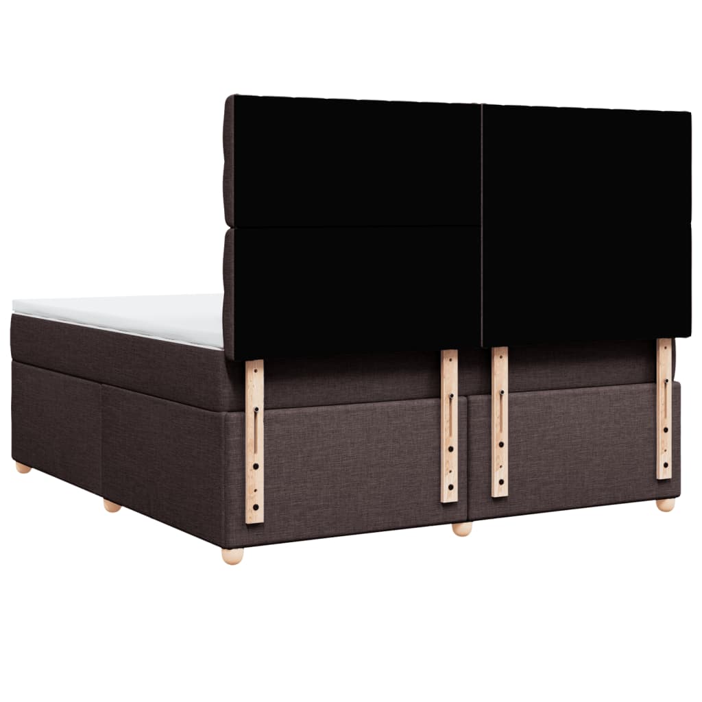 vidaXL Cama box spring con colchón tela marrón oscuro 180x200 cm