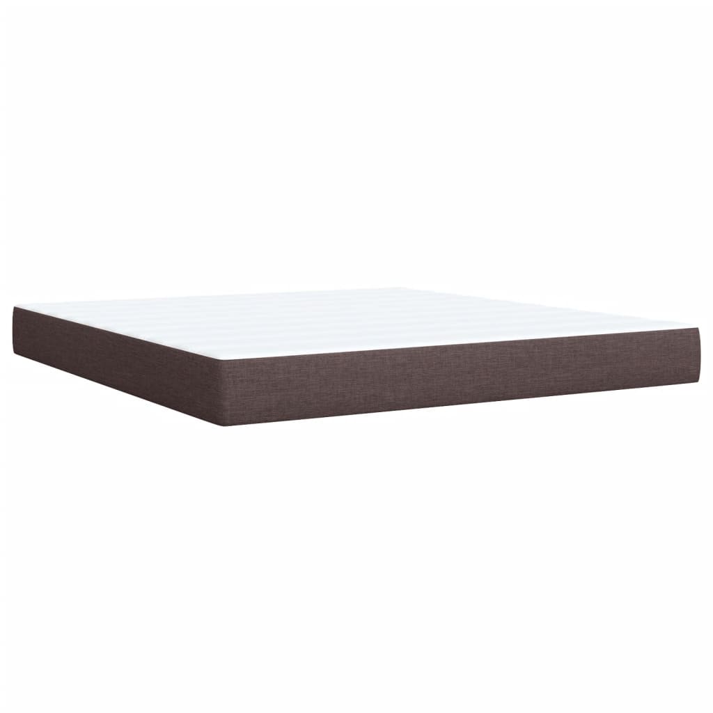 vidaXL Cama box spring con colchón tela marrón oscuro 180x200 cm