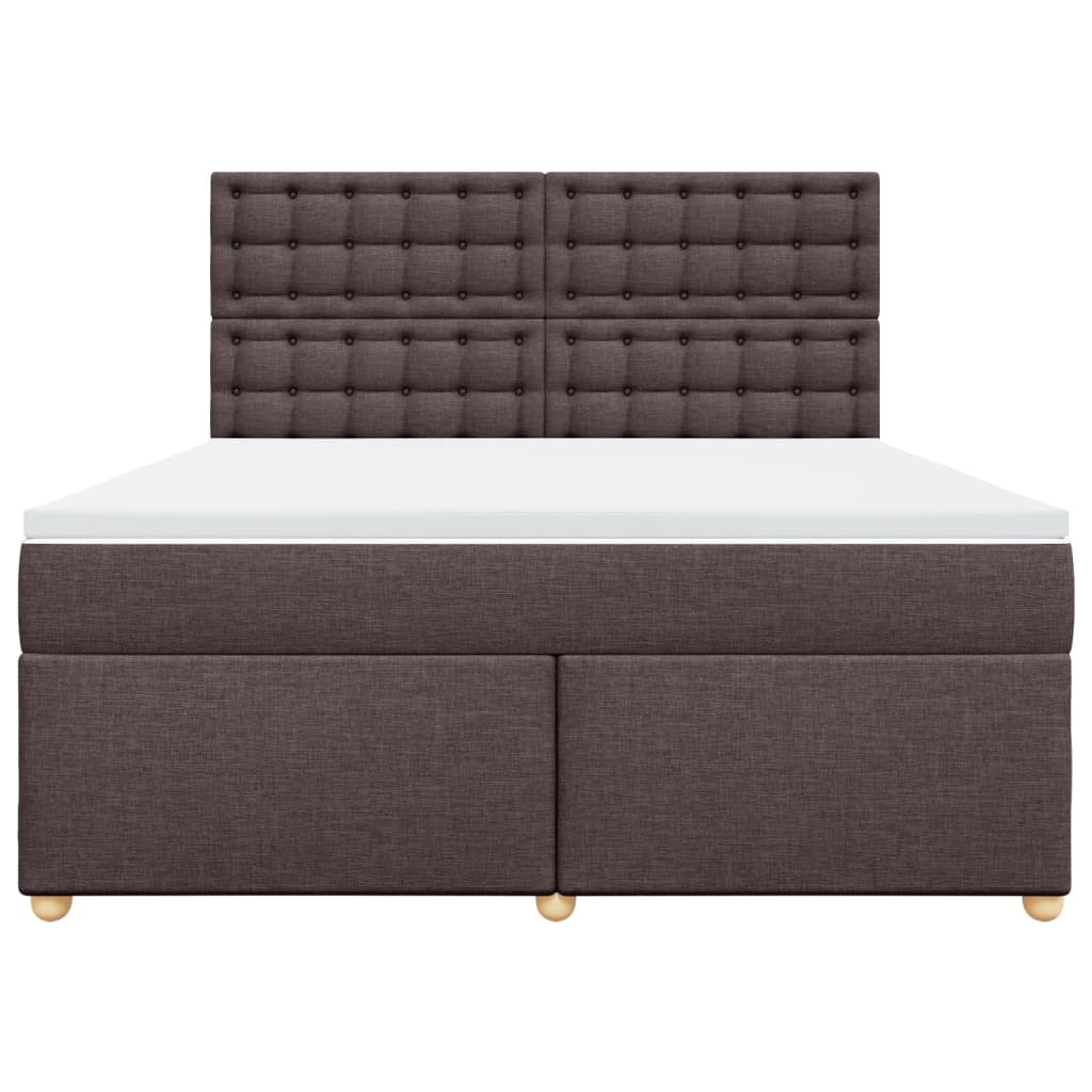 vidaXL Cama box spring con colchón tela marrón oscuro 180x200 cm