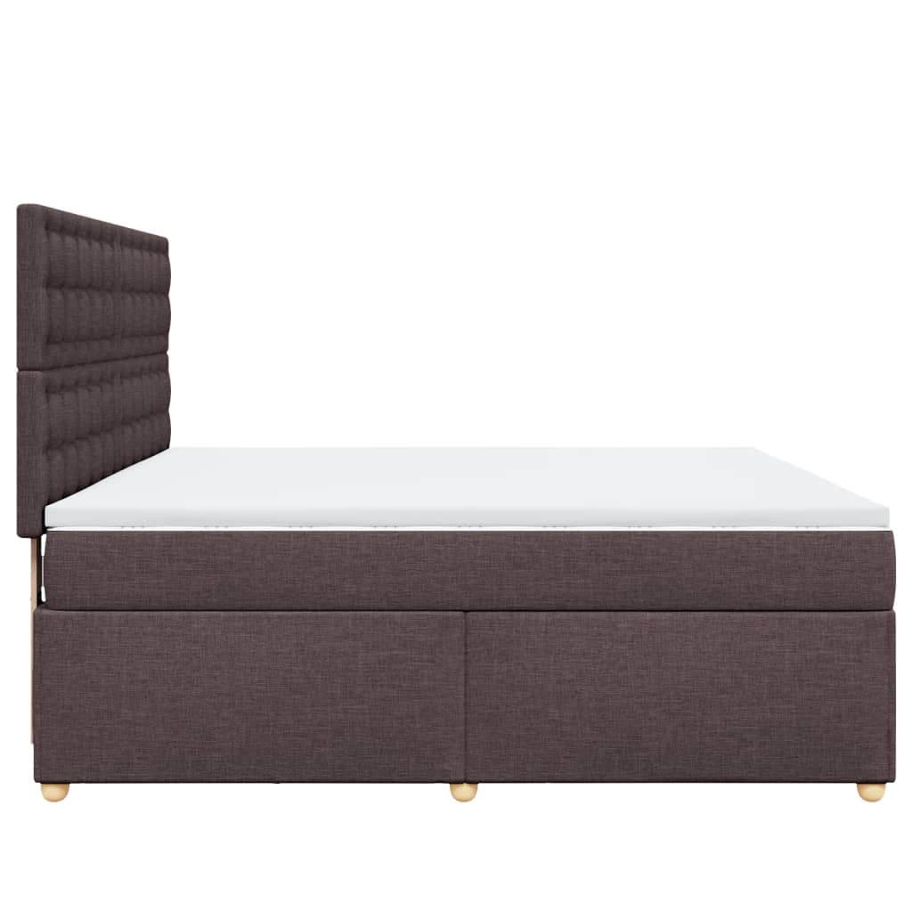 vidaXL Cama box spring con colchón tela marrón oscuro 180x200 cm