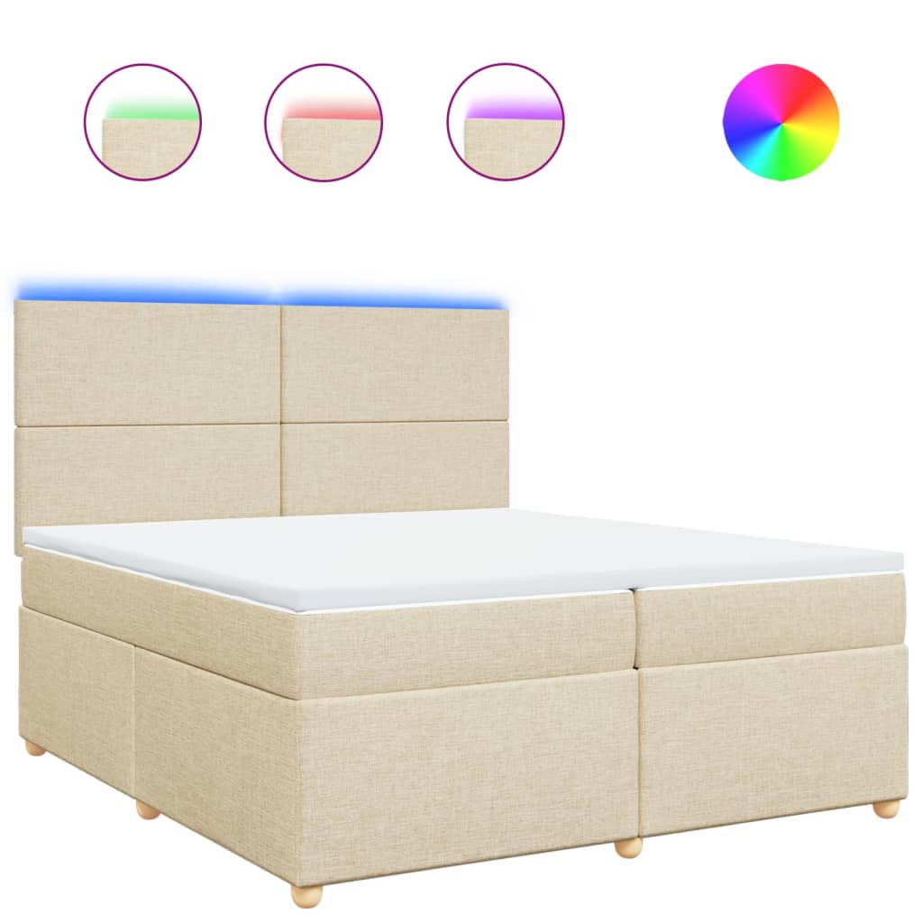 vidaXL Cama box spring con colchón tela color crema 200x200 cm