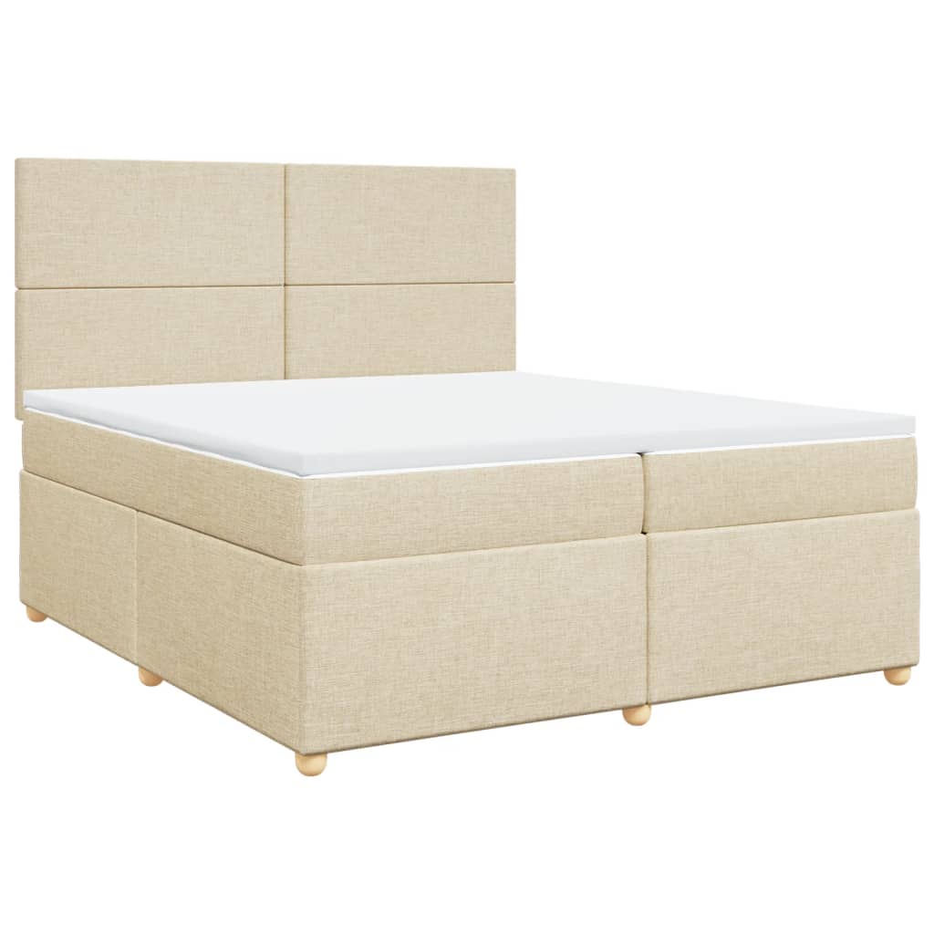 vidaXL Cama box spring con colchón tela color crema 200x200 cm