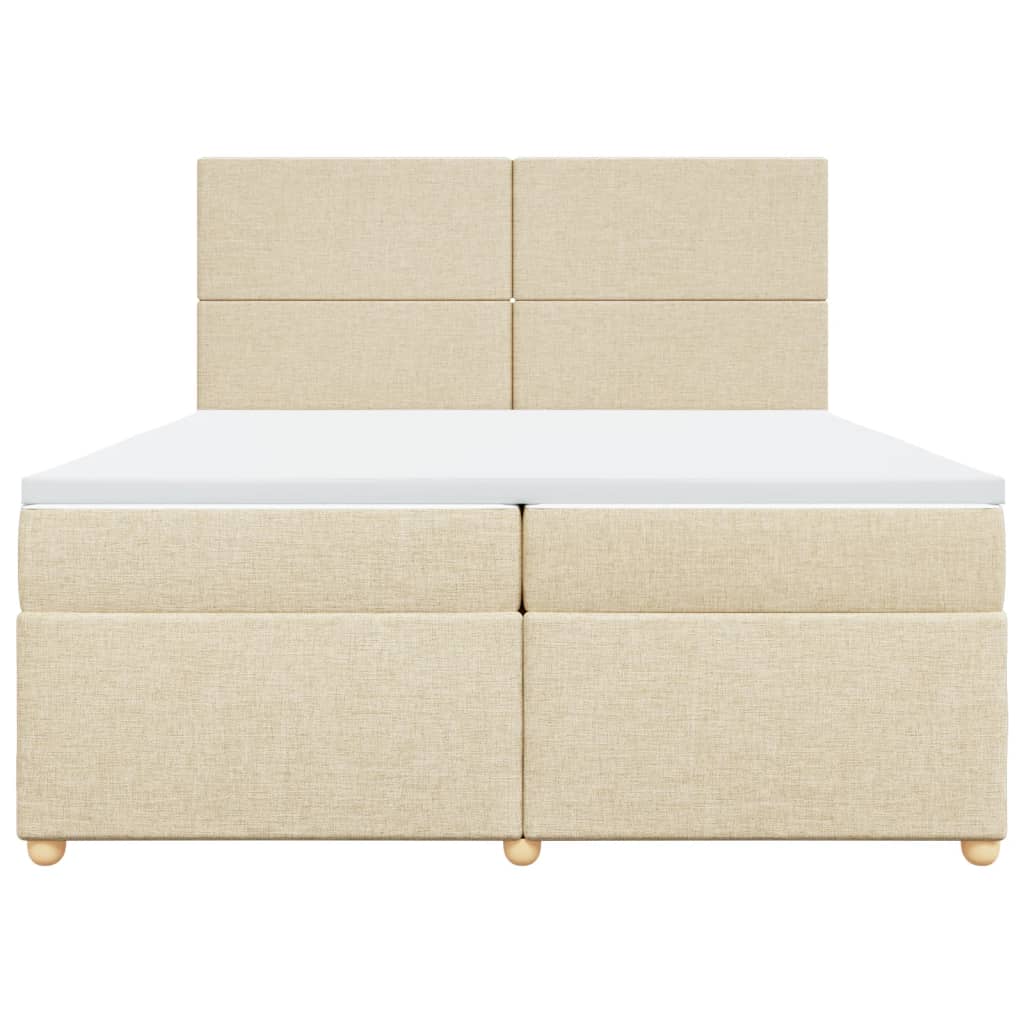 vidaXL Cama box spring con colchón tela color crema 200x200 cm