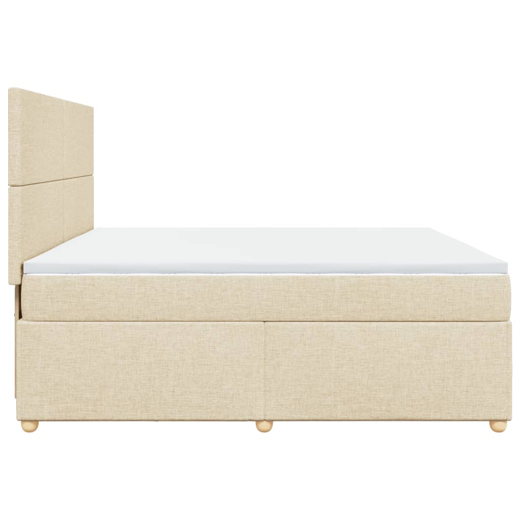 vidaXL Cama box spring con colchón tela color crema 200x200 cm