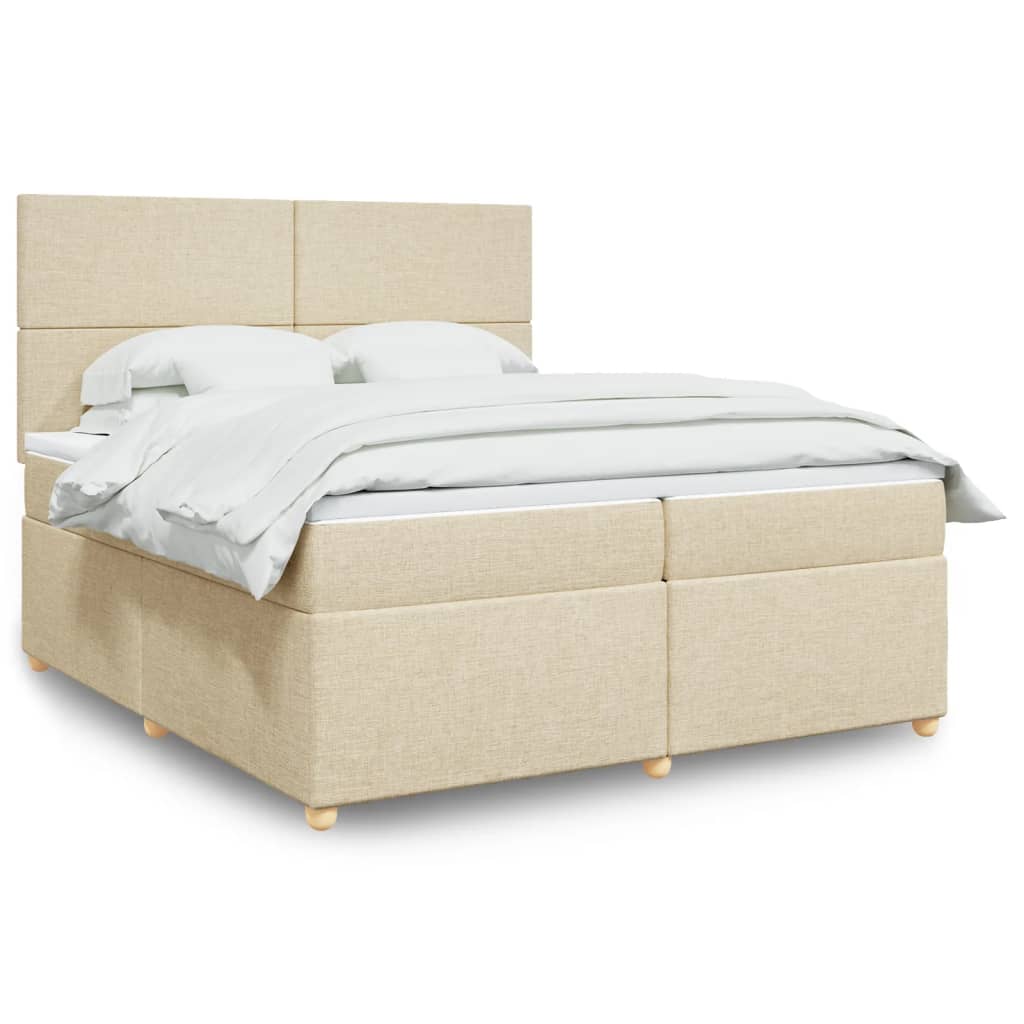 vidaXL Cama box spring con colchón tela color crema 200x200 cm