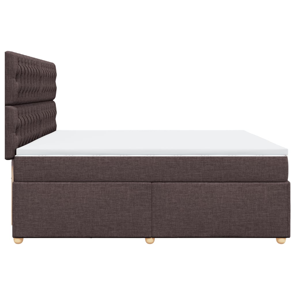 vidaXL Cama box spring con colchón tela marrón oscuro 200x200 cm