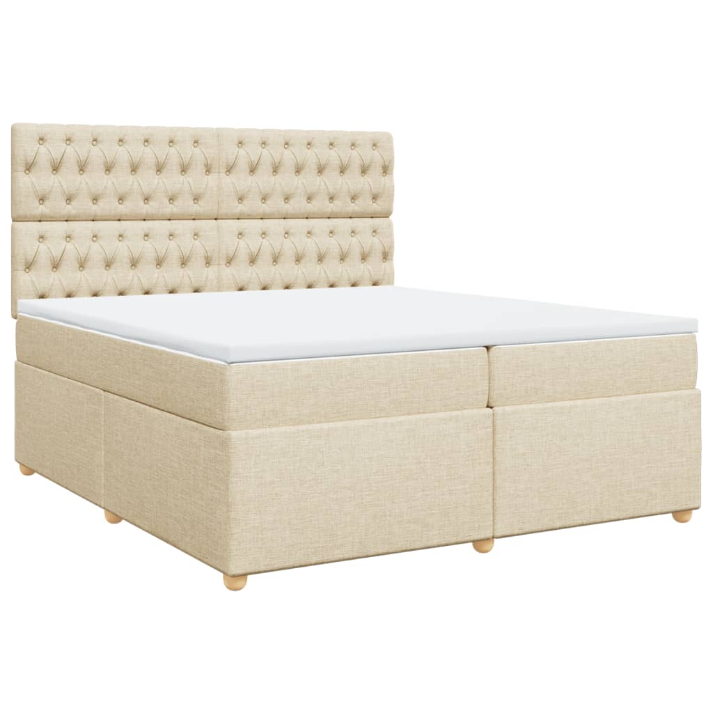 vidaXL Cama box spring con colchón tela color crema 200x200 cm