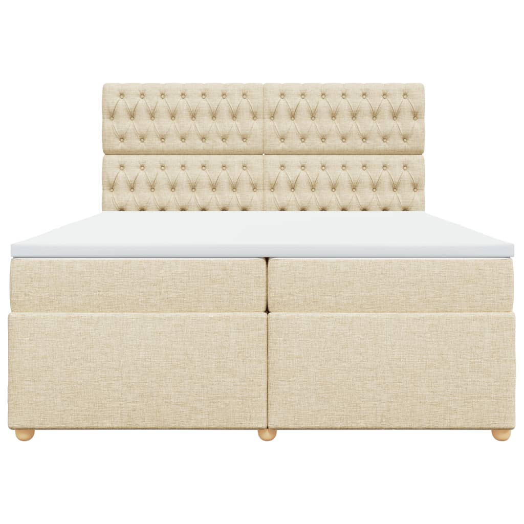 vidaXL Cama box spring con colchón tela color crema 200x200 cm