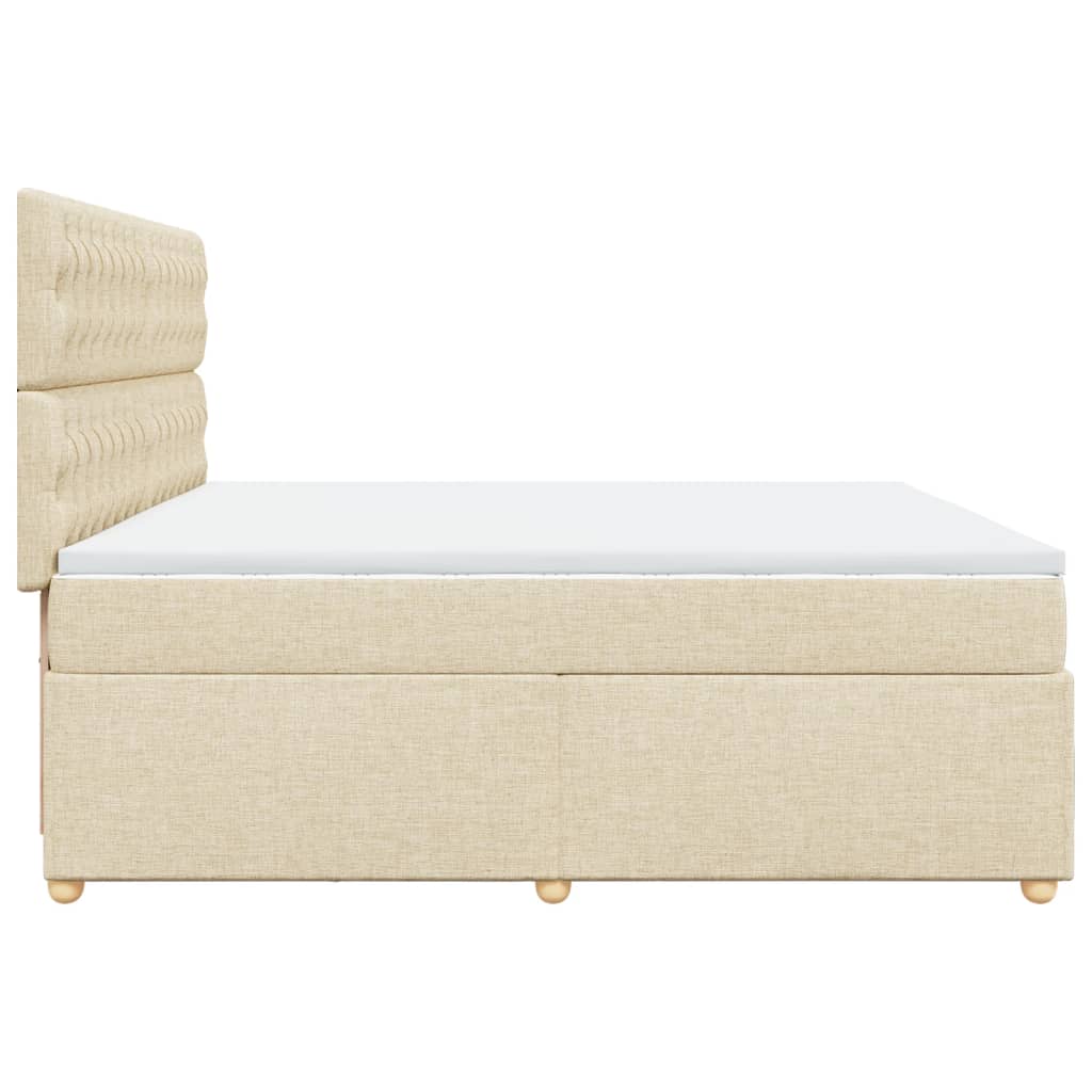 vidaXL Cama box spring con colchón tela color crema 200x200 cm