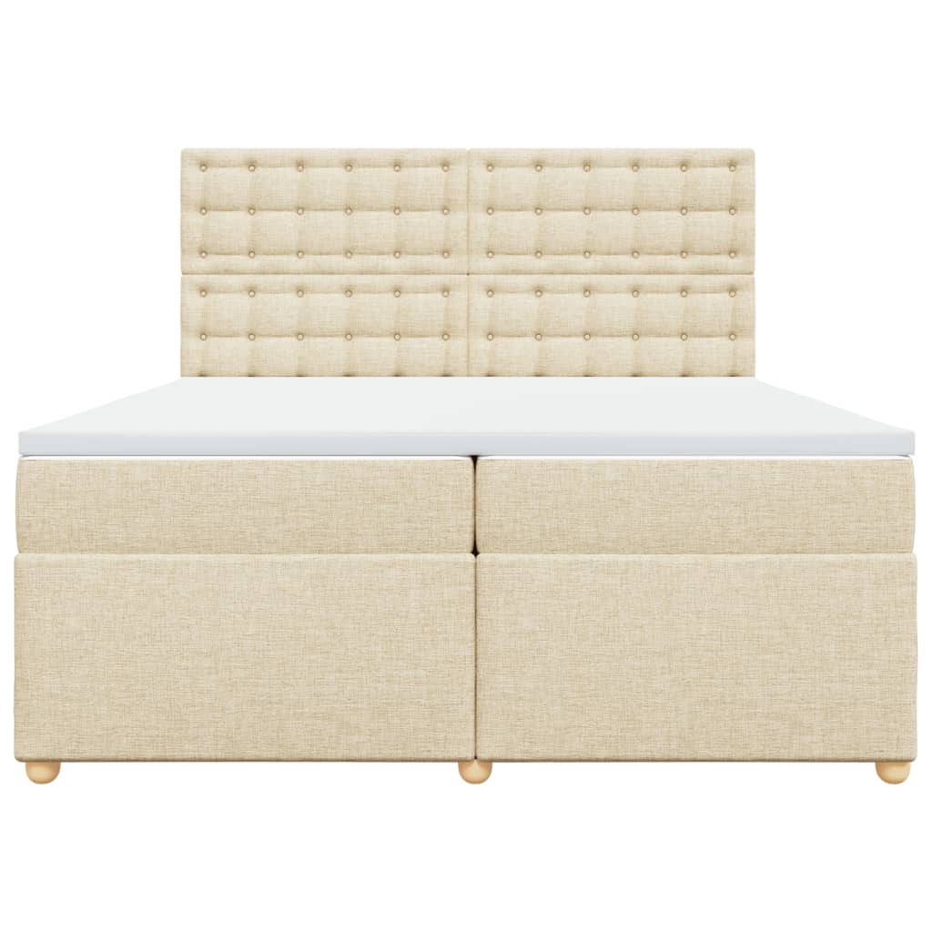 vidaXL Cama box spring con colchón tela color crema 200x200 cm