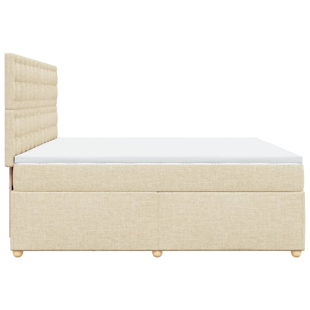 vidaXL Cama box spring con colchón tela color crema 200x200 cm