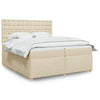 vidaXL Cama box spring con colchón tela color crema 200x200 cm