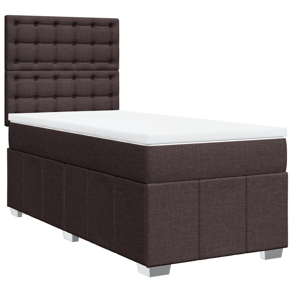 vidaXL Cama box spring con colchón tela marrón oscuro 90x200 cm