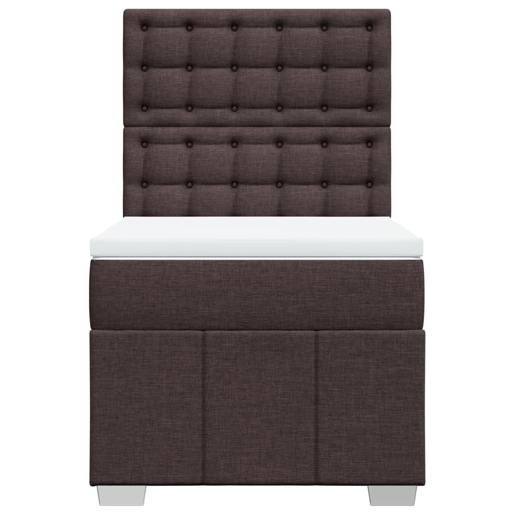 vidaXL Cama box spring con colchón tela marrón oscuro 90x200 cm