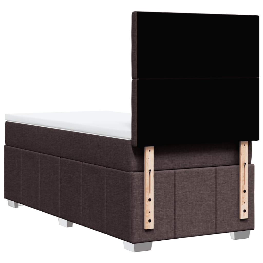 vidaXL Cama box spring con colchón tela marrón oscuro 90x200 cm