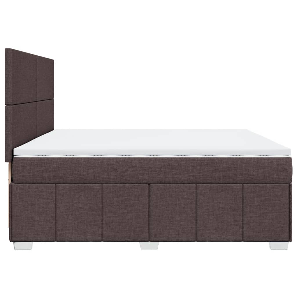 vidaXL Cama box spring con colchón tela marrón oscuro 200x200 cm