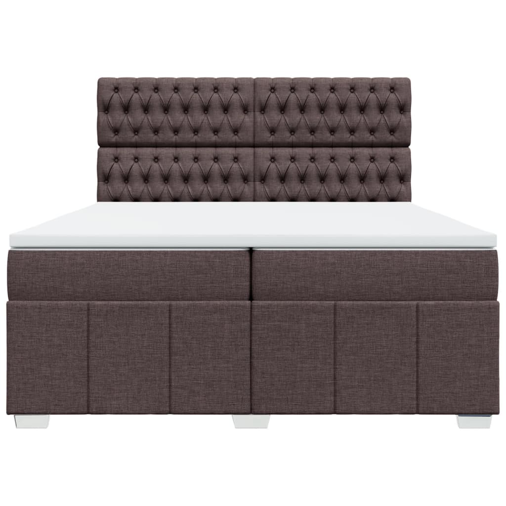 vidaXL Cama box spring con colchón tela marrón oscuro 200x200 cm