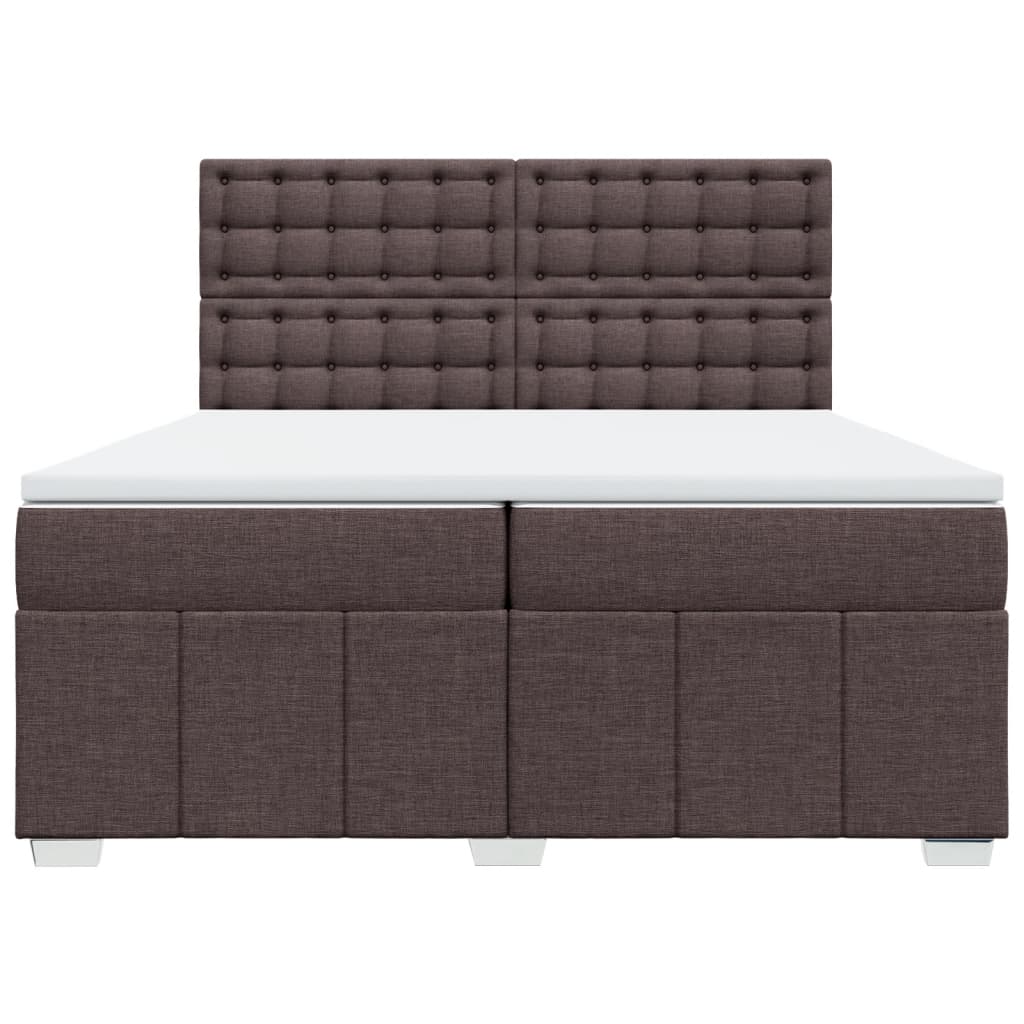 vidaXL Cama box spring con colchón tela marrón oscuro 200x200 cm