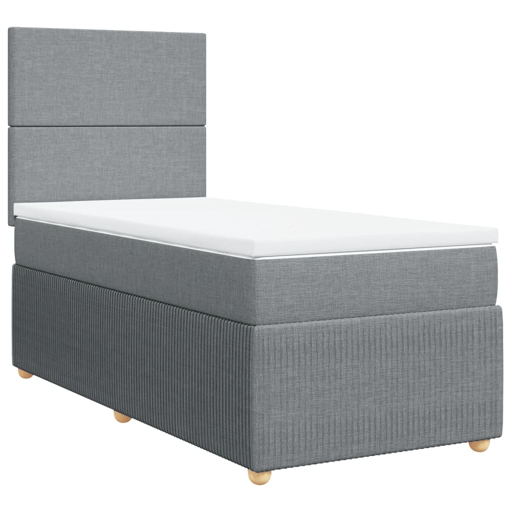 vidaXL Cama box spring con colchón tela gris claro 80x200 cm