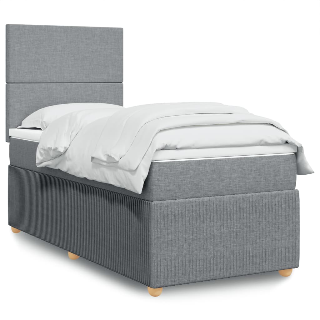 vidaXL Cama box spring con colchón tela gris claro 80x200 cm