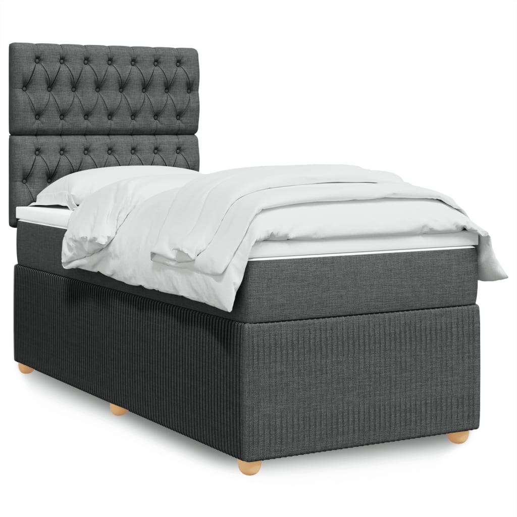 vidaXL Cama box spring con colchón tela gris oscuro 80x200 cm