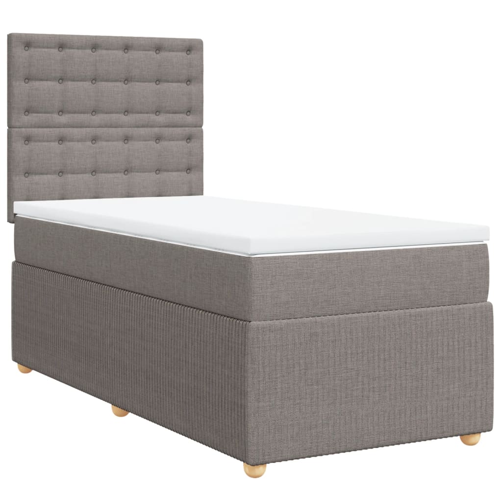 vidaXL Cama box spring con colchón tela gris taupe 80x200 cm