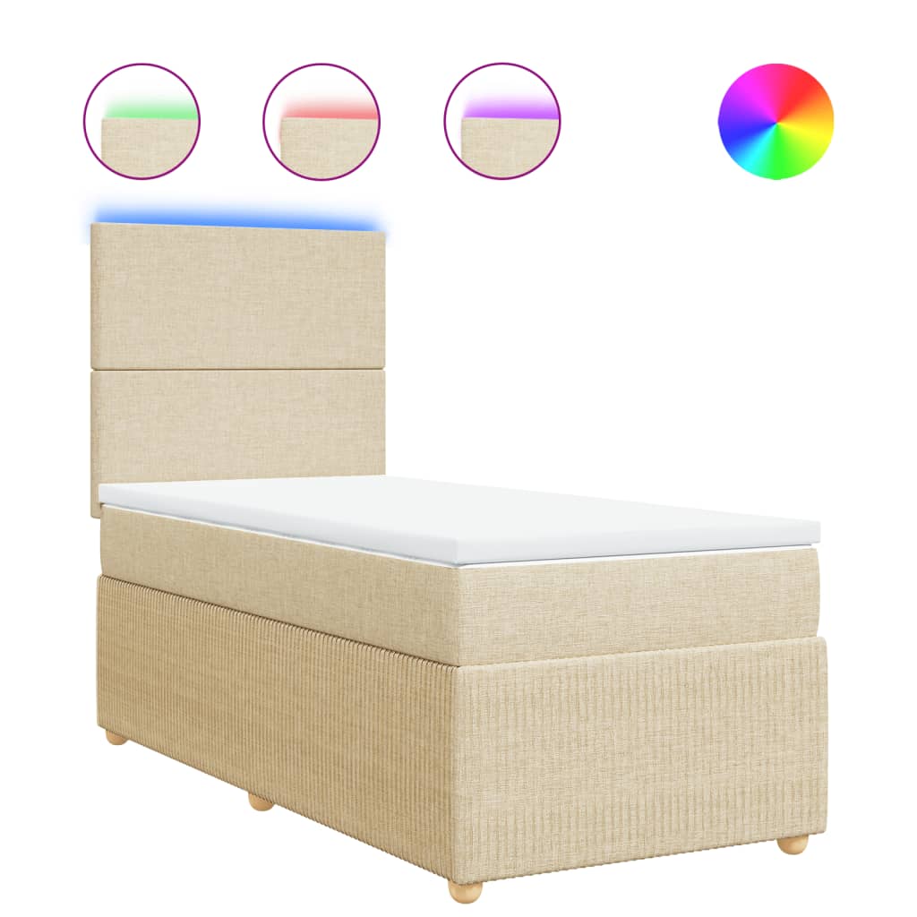 vidaXL Cama box spring con colchón tela color crema 90x190 cm