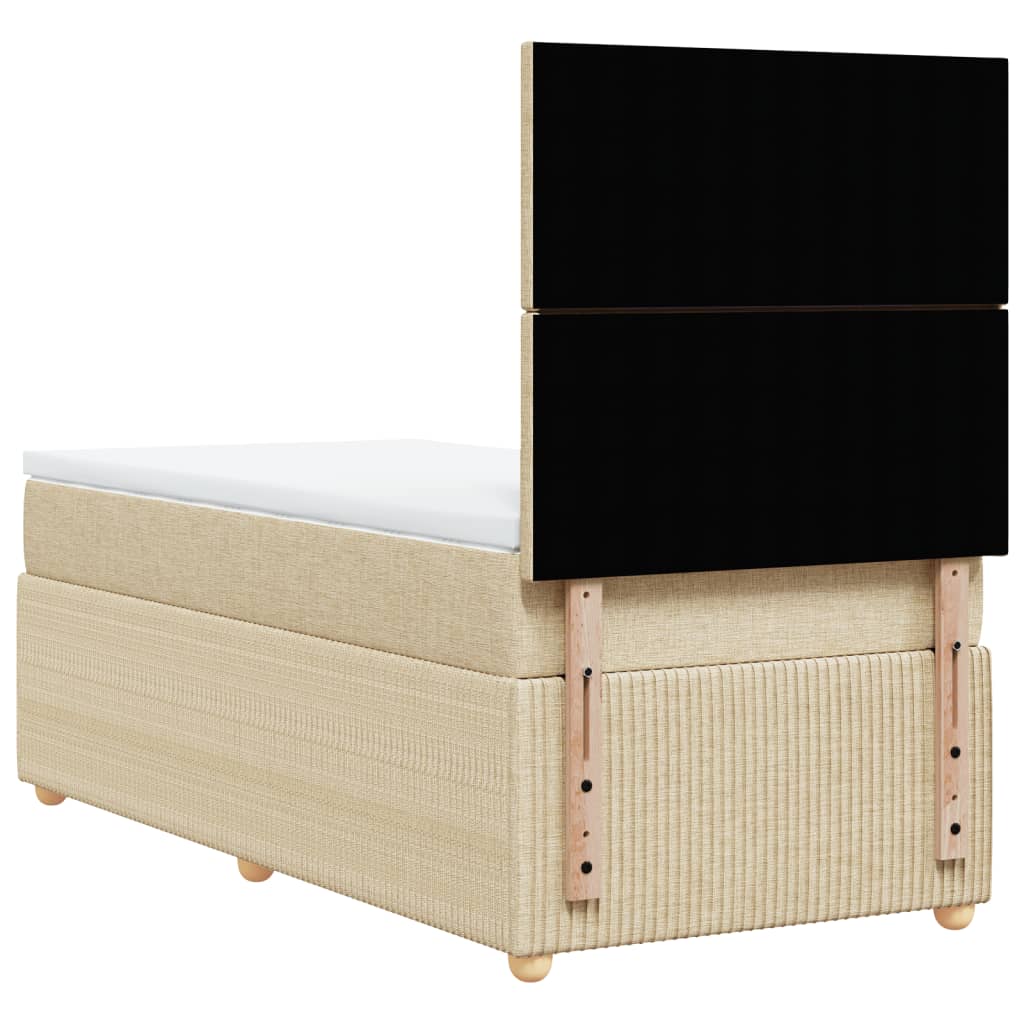 vidaXL Cama box spring con colchón tela color crema 90x190 cm