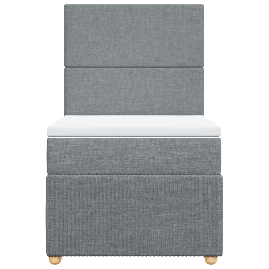 vidaXL Cama box spring con colchón tela gris claro 90x200 cm