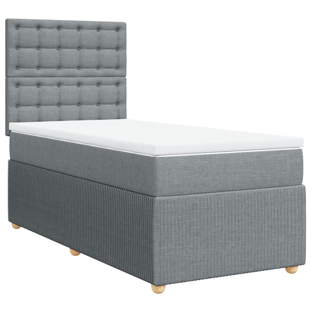 vidaXL Cama box spring con colchón tela gris claro 90x200 cm