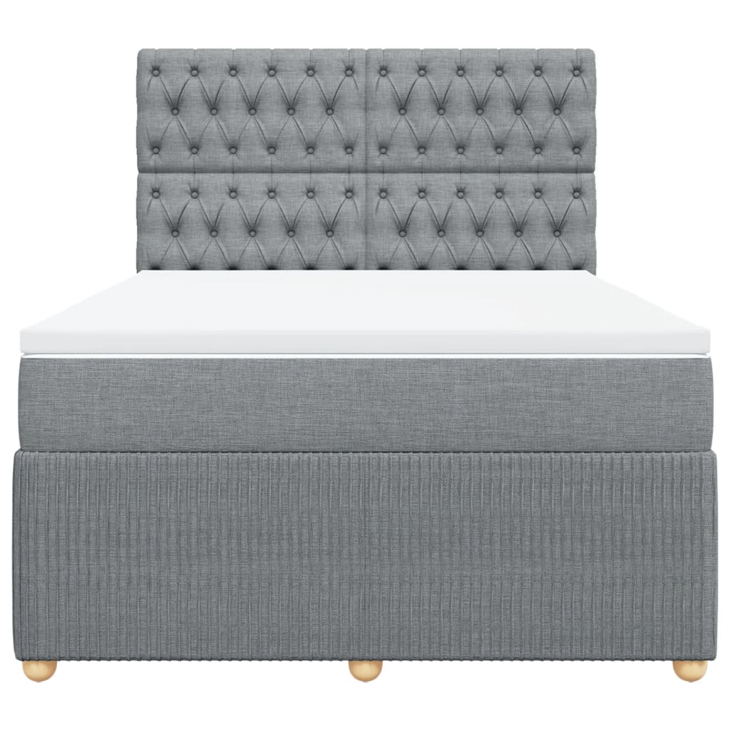 vidaXL Cama box spring con colchón tela gris claro 140x190 cm