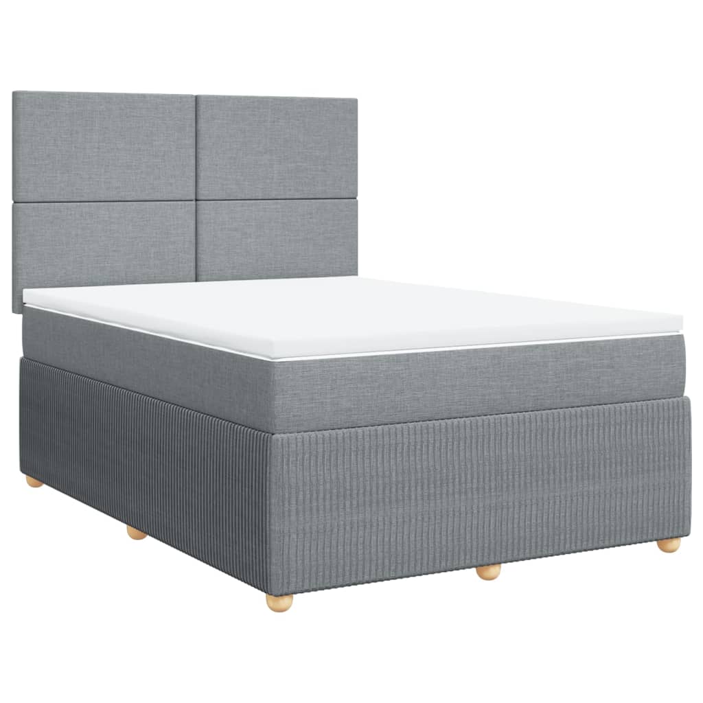 vidaXL Cama box spring con colchón tela gris claro 140x200 cm