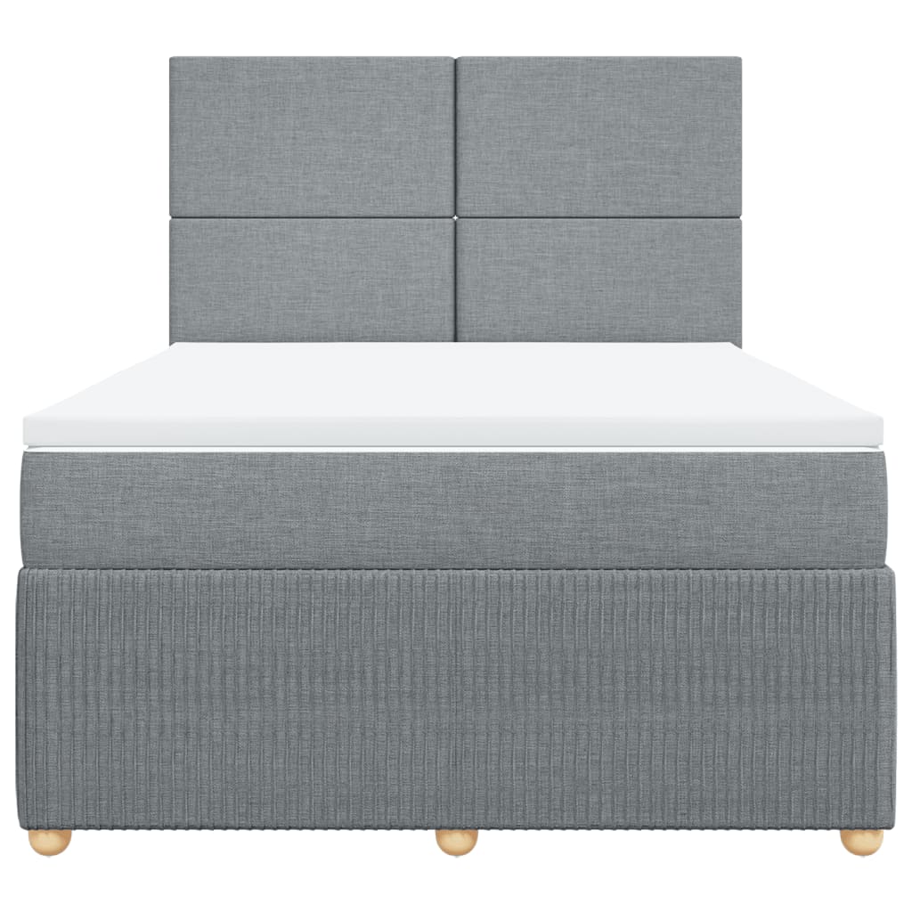 vidaXL Cama box spring con colchón tela gris claro 140x200 cm