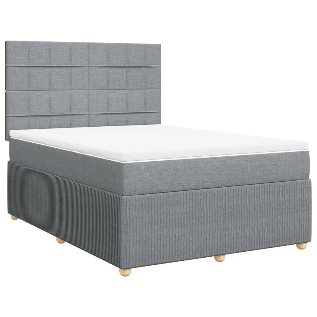 vidaXL Cama box spring con colchón tela gris claro 140x200 cm