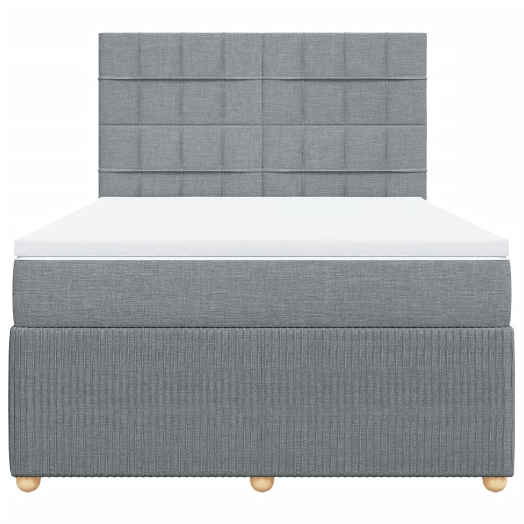 vidaXL Cama box spring con colchón tela gris claro 140x200 cm