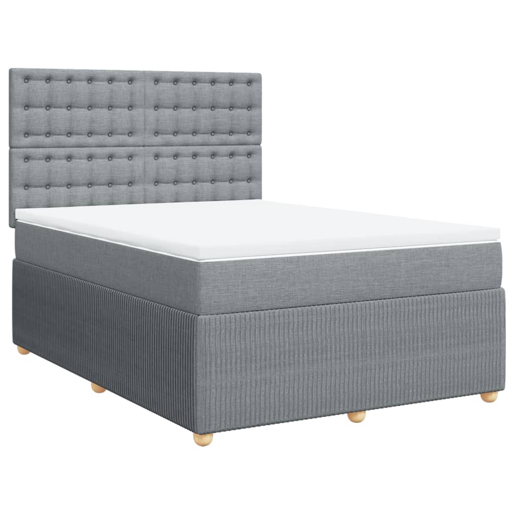 vidaXL Cama box spring con colchón tela gris claro 140x200 cm