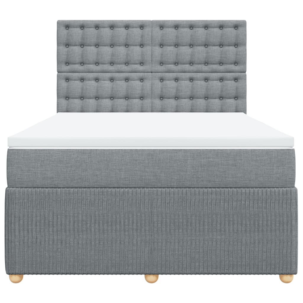 vidaXL Cama box spring con colchón tela gris claro 140x200 cm