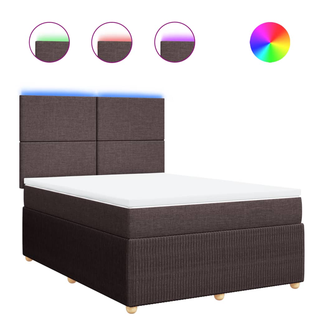 vidaXL Cama box spring con colchón tela marrón oscuro 160x200 cm