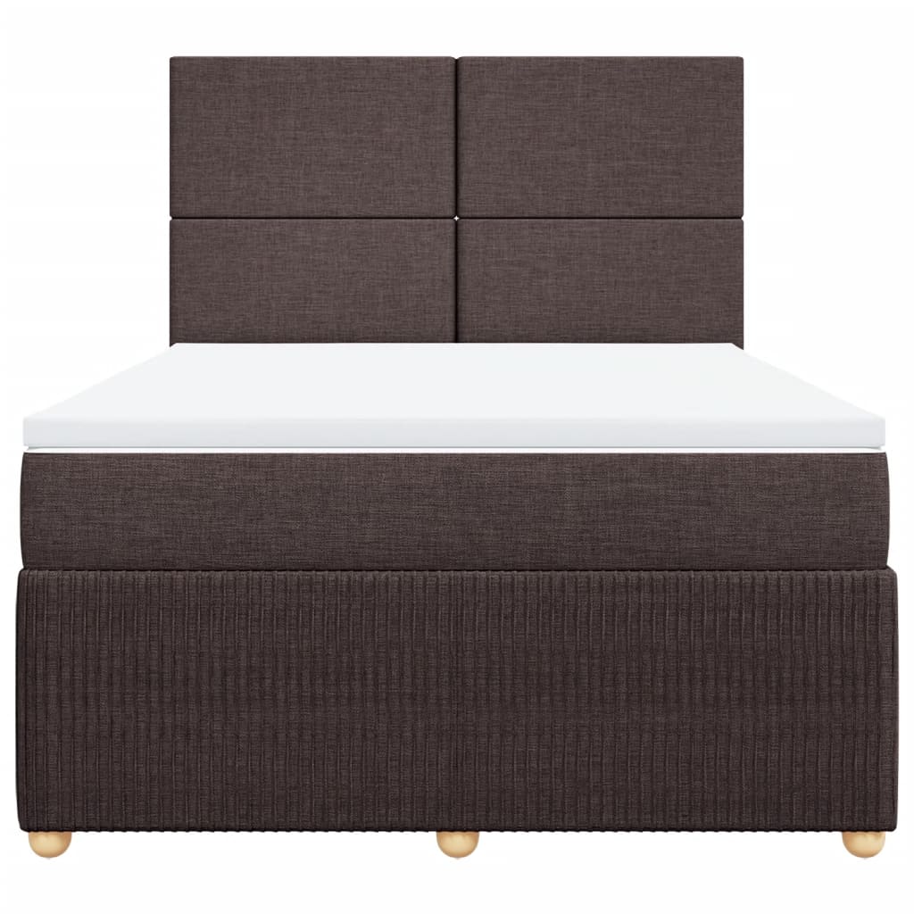 vidaXL Cama box spring con colchón tela marrón oscuro 160x200 cm