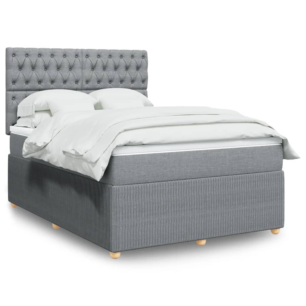 vidaXL Cama box spring con colchón tela gris claro 160x200 cm