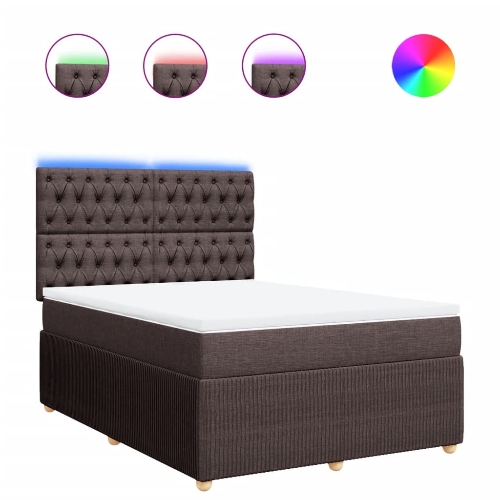 vidaXL Cama box spring con colchón tela marrón oscuro 160x200 cm