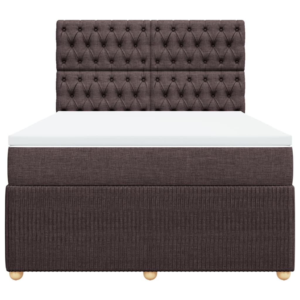 vidaXL Cama box spring con colchón tela marrón oscuro 160x200 cm