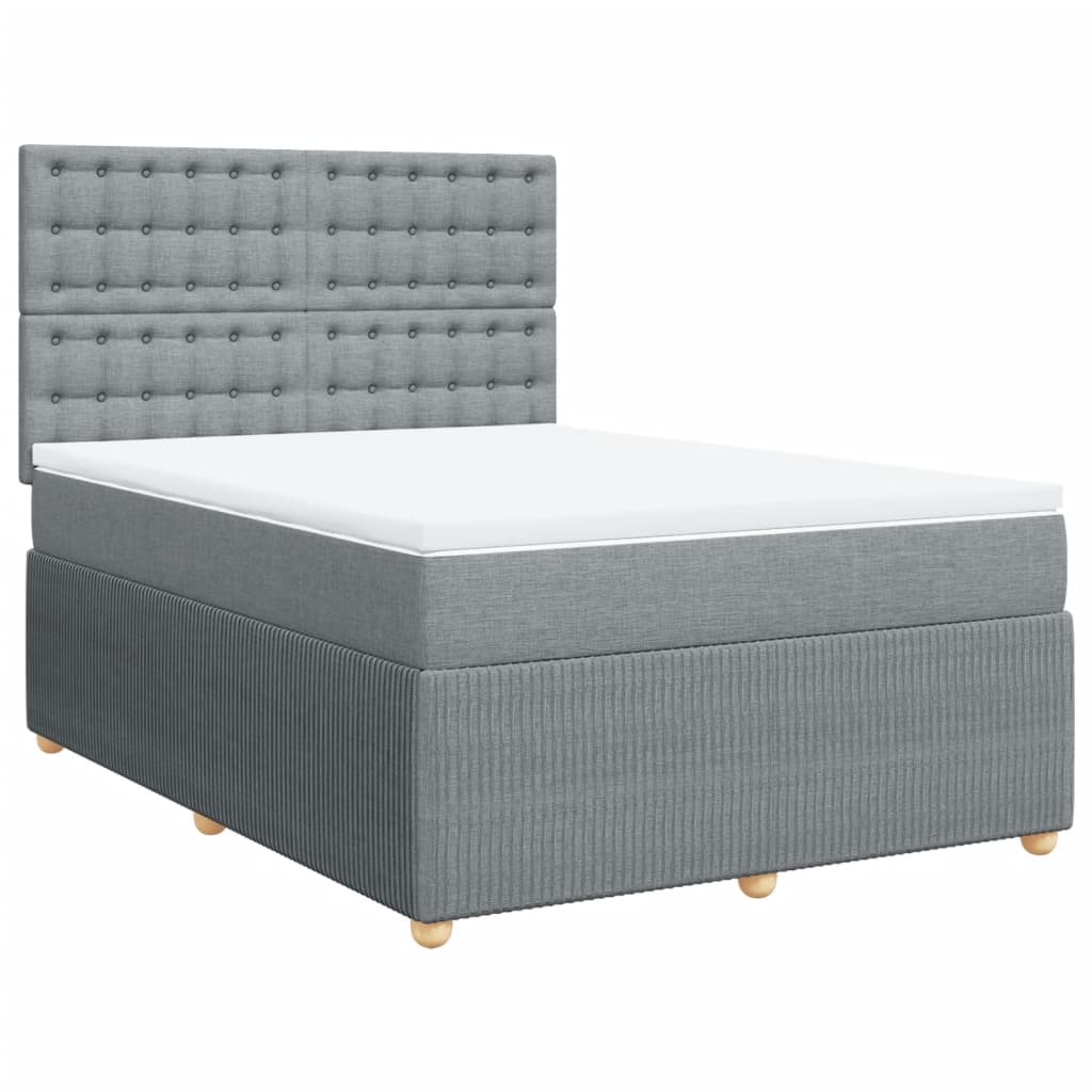 vidaXL Cama box spring con colchón tela gris claro 160x200 cm