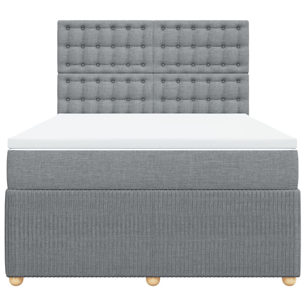 vidaXL Cama box spring con colchón tela gris claro 160x200 cm